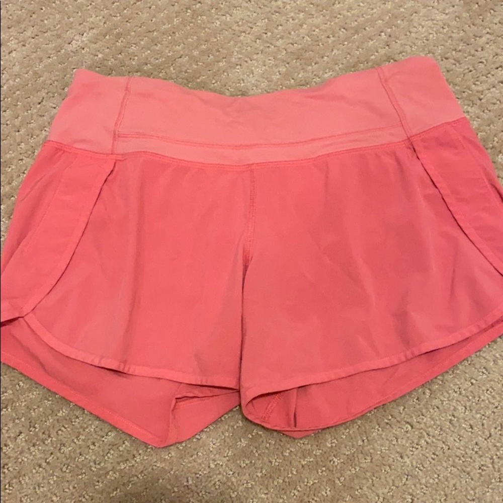 Lululemon pink speed up 4” shorts